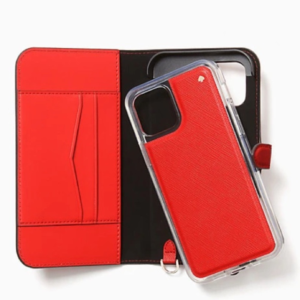 ♠️Kate Spade iPhone 12 Folio Case Chain Crossbody - Picture 4 of 15